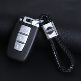 Nissan Logo PU Leather Braided Rope Car Keychain