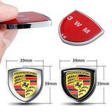 2pcs 39x39mm Porsche Shield Metal Car Window Sticker Emblem Badge Decal