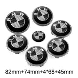 7PCS BMW 1 3 5 7 Series Car Front Hood Sticker Rear Emblem Badge Car Steering Wheel Sticker Wheel Center Hub Cap