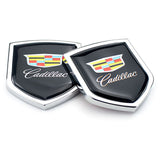 2PCS Cadillac Metal Car Side Sticker Auto Emblem Badge Decal