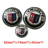3PCS BMW 82mm Front Bonnet Emblem 74mm Rear Badge 45mm Car Steering Wheel Center Sticker Decal