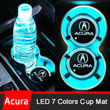 2pcs Acura Logo Car Water Coasters 7-color LED Light Cup Mat Holder