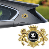 Skoda Double Lion Metal Car Rear Sticker Auto Window Emblem Badge Decal