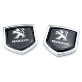 2PCS Peugeot Metal Car Rear Sticker Shield Trunk Emblem Badge Decal