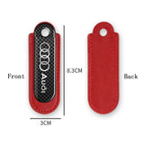 Audi Sline RS Logo PU Leather Carbon Fiber Car Keyring