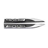 2pcs Mercedes Benz AMG Logo Metal Car Side Fender Sticker Emblem Badge Decal Decoration