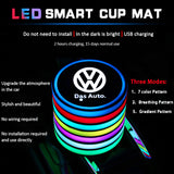 2pcs Volkswagen R Logo Car Water Coasters 7-color LED Light Cup Mat Holder