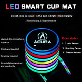 2pcs Acura Logo Car Water Coasters 7-color LED Light Cup Mat Holder