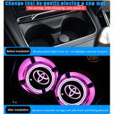 2pcs Toyota Logo Car Water Coasters 7-color LED Light Cup Mat Holder