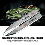 2pcs Hyundai Logo Metal Car Side Fender Sticker Emblem Badge