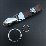 BMW Car Logo Leopard Head PU Leather Keychain Key Pendant