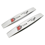 2pcs Audi RS Sline Motorsport Logo Metal Car Fender Side Badge Decal Rear Emblem Sticker