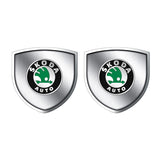 2pcs 39x39mm Skoda Shield Metal Car Window Sticker Emblem Badge Decal