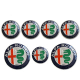 7pcs/set Alfa Romeo Car Front Rear Emblem Badge Auto Hub Caps Car Steering Wheel Sticker