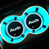 2pcs Audi RS S Line S4 S5 S6 S7 Logo Car Water Coasters 7-color LED Light Cup Mat Holder