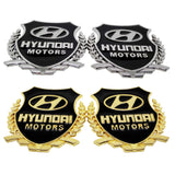 2PCS Hyundai Metal Car Rear Sticker Shield Trunk Emblem Badge Decal