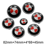 7PCS BMW 1 3 5 7 Series Car Front Hood Sticker Rear Emblem Badge Car Steering Wheel Sticker Wheel Center Hub Cap