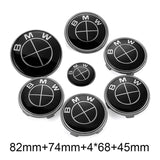 7PCS BMW 1 3 5 7 Series Car Front Hood Sticker Rear Emblem Badge Car Steering Wheel Sticker Wheel Center Hub Cap