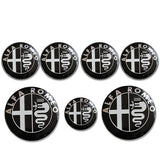7pcs/set Alfa Romeo Car Front Rear Emblem Badge Auto Hub Caps Car Steering Wheel Sticker