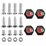 4pcs/set Audi Sline Logo Stainless Steel Car License Plate Bolts