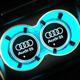 2pcs Audi RS S Line S4 S5 S6 S7 Logo Car Water Coasters 7-color LED Light Cup Mat Holder