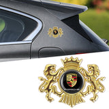 Porsche Double Lion Metal Car Rear Sticker Auto Window Emblem Badge Decal