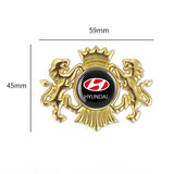 Hyundai Double Lion Metal Car Rear Sticker Auto Window Emblem Badge Decal