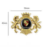 Porsche Double Lion Metal Car Rear Sticker Auto Window Emblem Badge Decal