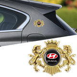 Hyundai Double Lion Metal Car Rear Sticker Auto Window Emblem Badge Decal