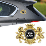 Lada Double Lion Metal Car Rear Sticker Auto Window Emblem Badge Decal