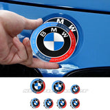 7pcs/set BMW Car Front Hood Emblem Rear Trunk Badge Decal Auto Steering Wheel Sticker Wheel Center Hub Cap