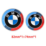 2pcs/set BMW Car Front Hood Emblem Sticker Auto Rear Trunk Badge Decal