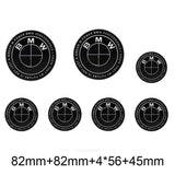 7pcs/set 50th Anniversary BMW Car Front Hood Emblem Rear Trunk Badge Auto Wheel Hub Caps Steering Wheel Sticker