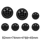 7pcs/set 50th Anniversary BMW Car Front Hood Emblem Rear Trunk Badge Auto Wheel Hub Caps Steering Wheel Sticker