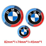 3pcs/set BMW Car Front Bonnet Emblem Rear Trunk Badge Decal Auto Steering Wheel Center Sticker