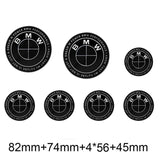 7pcs/set 50th Anniversary BMW Car Front Hood Emblem Rear Trunk Badge Auto Wheel Hub Caps Steering Wheel Sticker