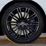 7pcs/set BMW Car Front Hood Emblem Rear Trunk Badge Decal Auto Steering Wheel Sticker Wheel Center Hub Cap
