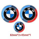 3pcs/set BMW Car Front Bonnet Emblem Rear Trunk Badge Decal Auto Steering Wheel Center Sticker
