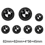 7pcs/set 50th Anniversary BMW Car Front Hood Emblem Rear Trunk Badge Auto Wheel Hub Caps Steering Wheel Sticker