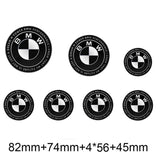 7pcs/set 50th Anniversary BMW Car Front Hood Emblem Rear Trunk Badge Auto Wheel Hub Caps Steering Wheel Sticker