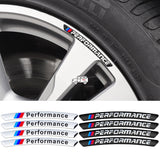 4pcs/set 9cm BMW Performance Aluminum Alloy Car Wheel Rim Tyre Sticker