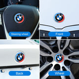 7pcs/set BMW Car Front Hood Emblem Rear Trunk Badge Decal Auto Steering Wheel Sticker Wheel Center Hub Cap