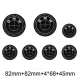 7pcs/set 50th Anniversary BMW Car Front Hood Emblem Rear Trunk Badge Auto Wheel Hub Caps Steering Wheel Sticker