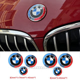 3pcs/set BMW Car Front Bonnet Emblem Rear Trunk Badge Decal Auto Steering Wheel Center Sticker