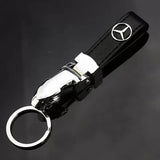 Mercedes Benz Car Logo Leopard Head PU Leather Keychain Key Pendant