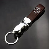 Mercedes Benz Car Logo Leopard Head PU Leather Keychain Key Pendant