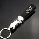 Audi Car Logo Leopard Head PU Leather Keychain Key Pendant