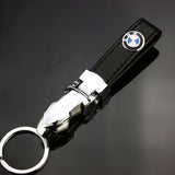 BMW Car Logo Leopard Head PU Leather Keychain Key Pendant