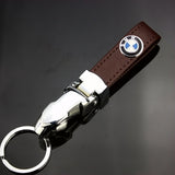 BMW Car Logo Leopard Head PU Leather Keychain Key Pendant