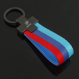 BMW M Power Nylon Webbing Keychain Metal Car Key Ring Chain Pendant